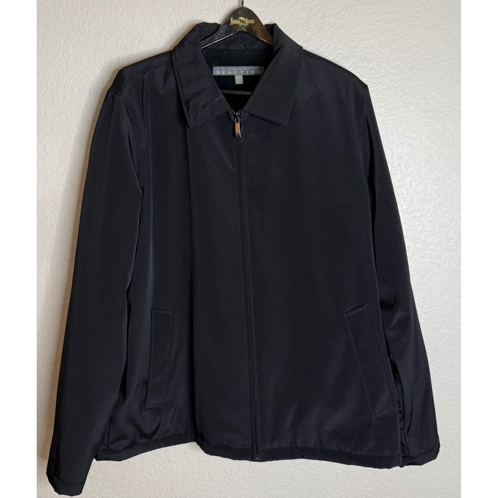 Kenneth Cole Reaction Mens XXL Jacket Black Full Zip Lightweight Minimalist‎